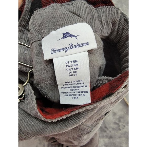 Tommy Bahama baby Gray Corduroy Reindeer plaid Overalls 3-6 months - Picture 9 of 9